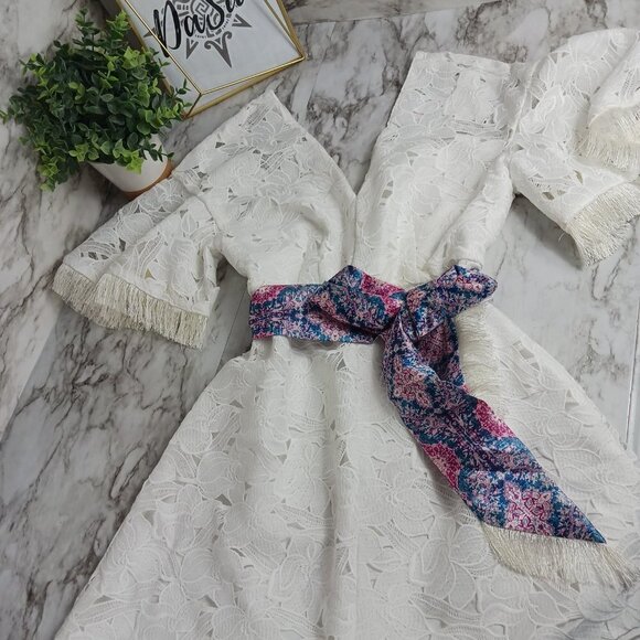 NEW Sachin & Babi Anthropologie White Lace Maxi Dress Women's Size 4 v-neck - Picture 13 of 13